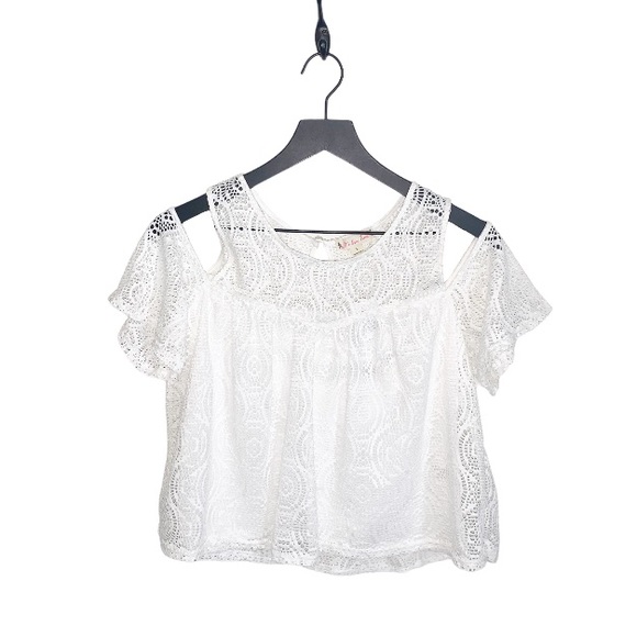 NWT White Lace Cold Shoulder American Beauty Blouse Large - Picture 1 of 14